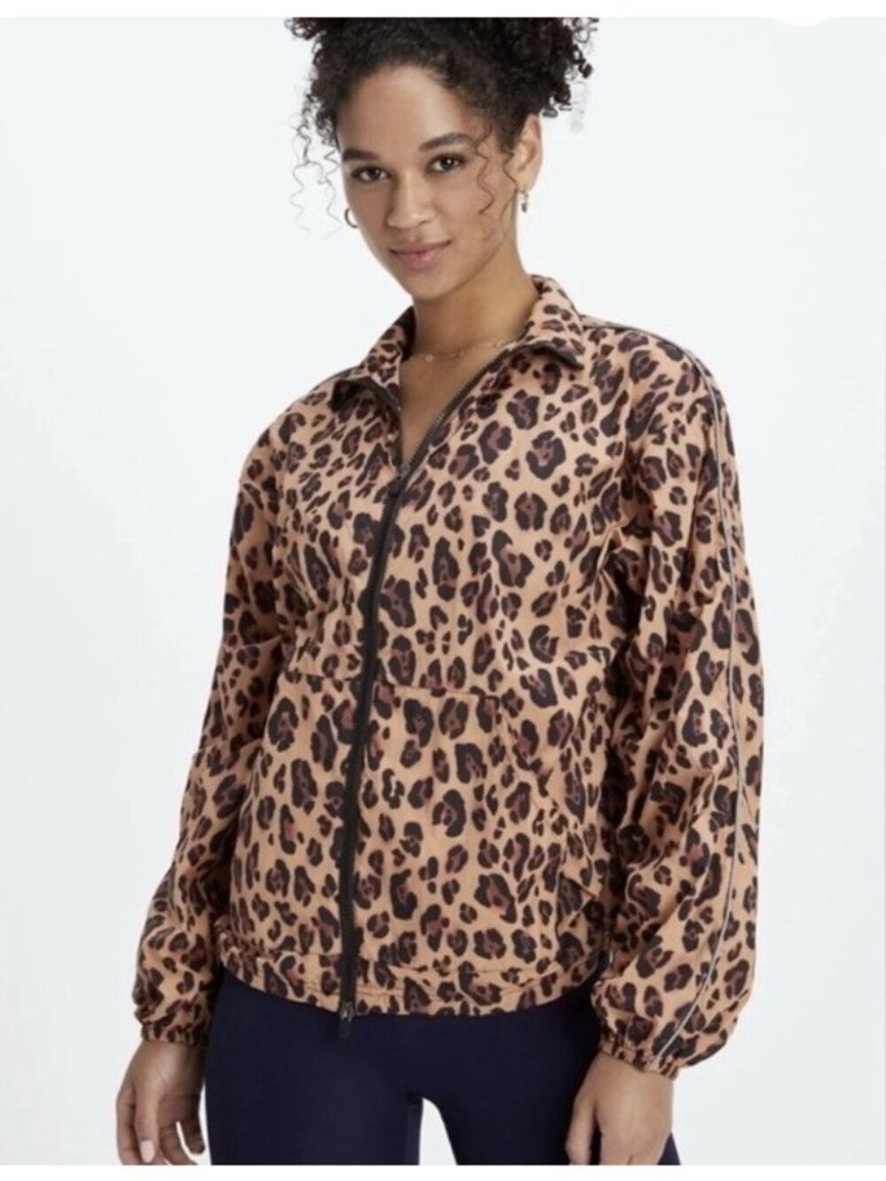 Fabletics Woman's Sz S Leopard Print Windbreaker Lightweight Jacket NWT